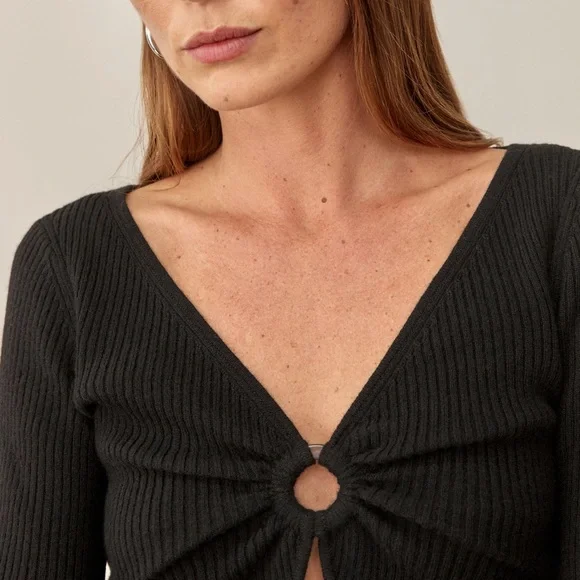 NEW Reformation Narciso Novelty Cashmere Sweater - Picture 4 of 7